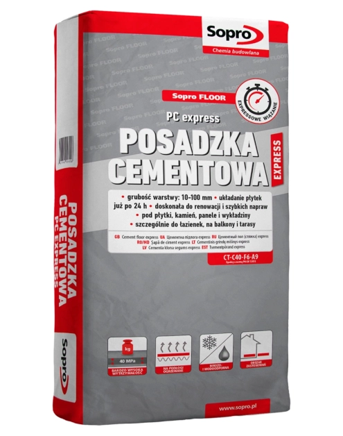Zdjęcie: Posadzka cementowa PC express 25 kg SOPRO