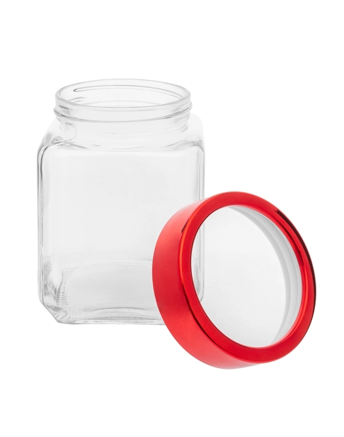 Zdjęcie: Pojemnik kwadratowy z czerwoną pokrywką 500 ml ALTOM DESIGN