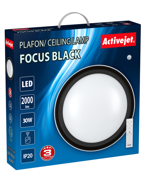 Zdjęcie: Plafon LED Aje-Focus Black + pilot ACTIVEJET