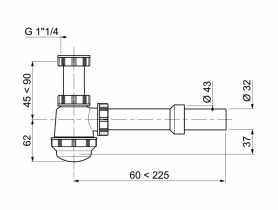 Syfon umywalkowy/bidetowy 1 1/4 x 32 mm TYCNER