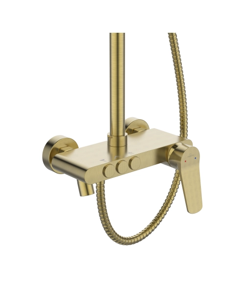 Zdjęcie: Deszczownia z baterią natryskową Alonia złoto szczotkowane INVENA