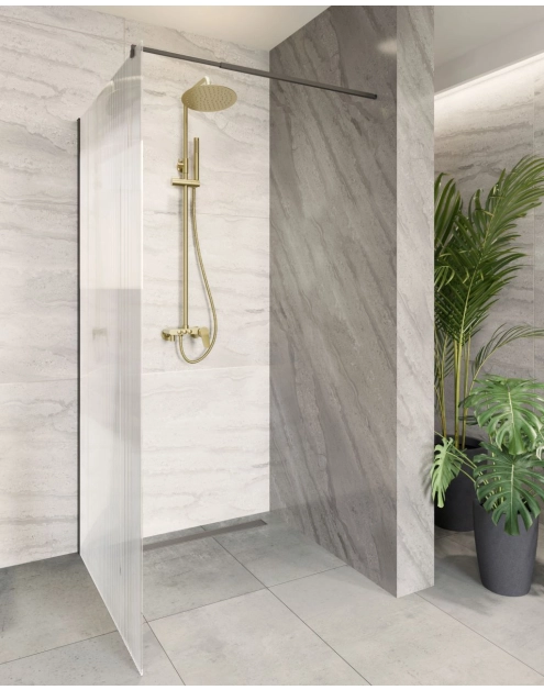 Zdjęcie: Deszczownia z baterią natryskową Alonia złoto szczotkowane INVENA