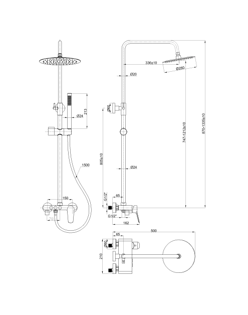 Zdjęcie: Deszczownia z baterią natryskową Alonia złoto szczotkowane INVENA