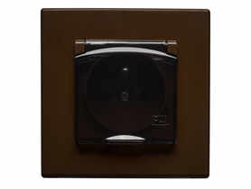 Gniazdo bryzgoszczelne Milano IP44 klapka dymna  GPH-1LZ.BR brąz POLMARK