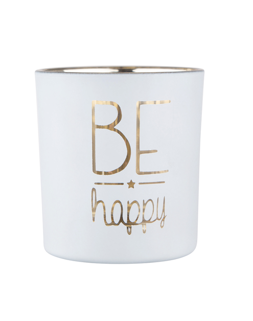 Zdjęcie: Świecznik szklany biały ze złotym wnętrzem 7x8 cm Be Happy ALTOMDESIGN