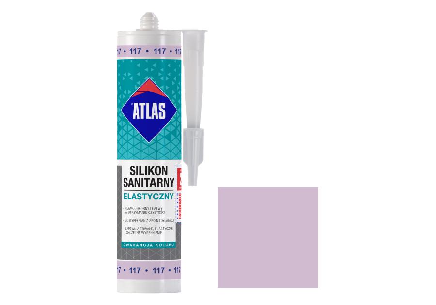 Zdjęcie: Silikon sanitarny elastyczny, 117 fioletowy, 280 ml ATLAS