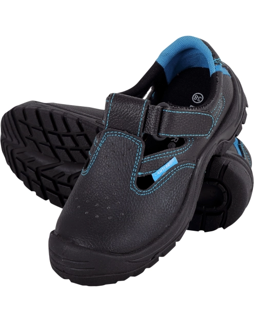 Zdjęcie: Sandały damskie skórzane czarno-niebieskie, s1 src, 39, CE, LAHTI PRO