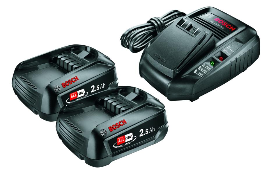 Zdjęcie: Ładowarka + 2 baterie 2,5 Ah 18 V Bosch Zielony BOSCH