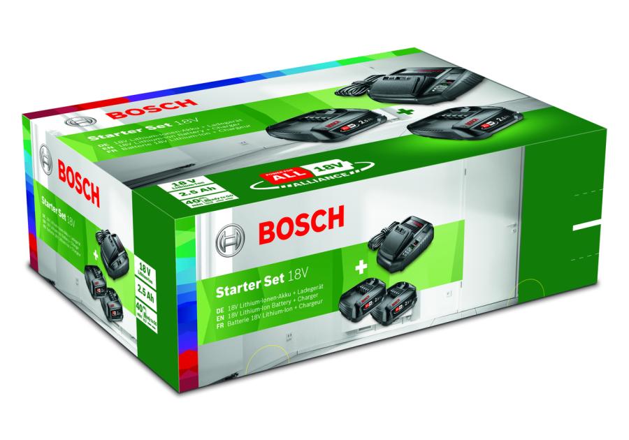 Zdjęcie: Ładowarka + 2 baterie 2,5 Ah 18 V Bosch Zielony BOSCH
