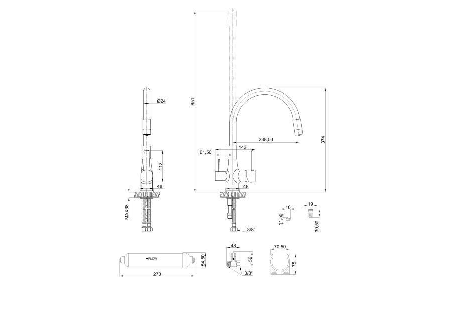 Zdjęcie: Bateria zlewozmywakowa z filtrem Glamour Trend, chrom/czarna INVENA