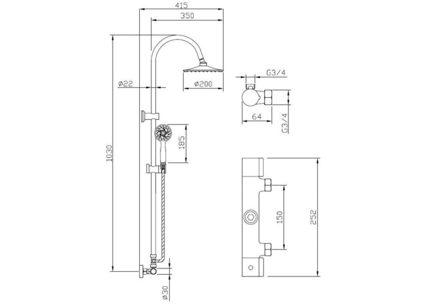 Zdjęcie: Deszczownia z baterią termostatyczną slim Gracja czarny INVENA