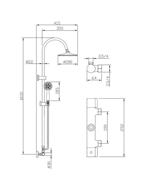 Zdjęcie: Deszczownia z baterią termostatyczną slim Gracja czarny INVENA