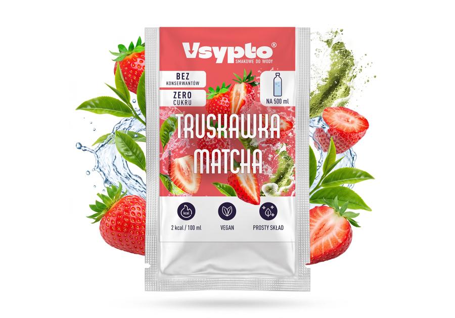Zdjęcie: Napój w proszku do wody o smaku matcha - truskawka 3 g VSYPTO
