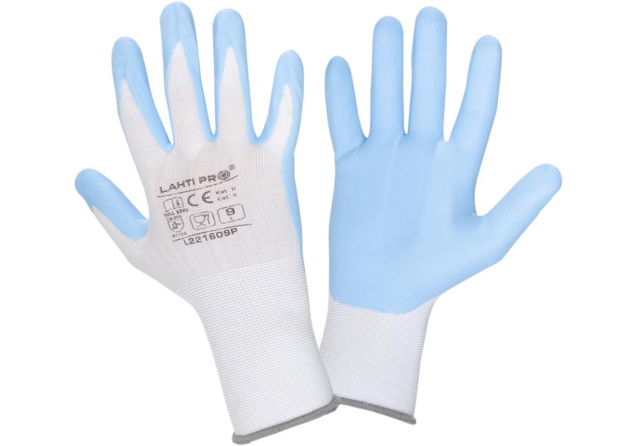 Zdjęcie: Rękawice nitrylowe  biało-niebieskie,  8, CE, LAHTI PRO