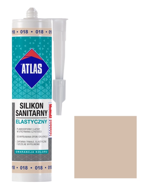 Zdjęcie: Silikon sanitarny elastyczny 018 beż pastelowy 280 ml ATLAS