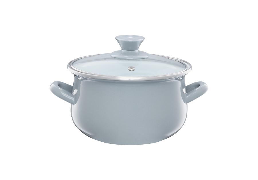 Zdjęcie: Garnek emaliowany z pokrywką Pyza szary 16 cm 2 L EMALIA OLKUSZ