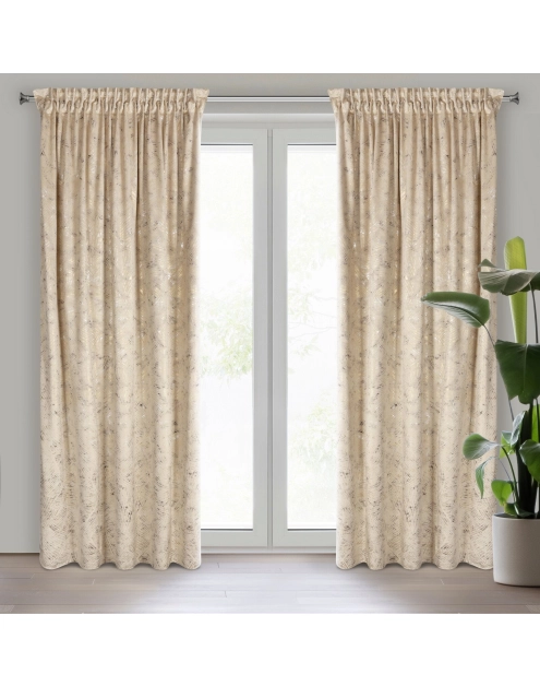 Zdjęcie: Zasłona gotowa Tulia na taśmie 135x270 cm beżowy EUROFIRANY