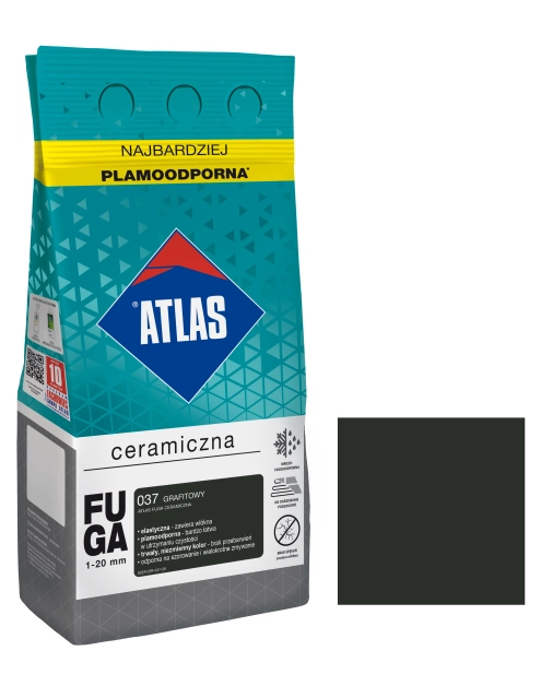 Zdjęcie: Fuga ceramiczna 037 grafitowy, alubag, 5 kg ATLAS