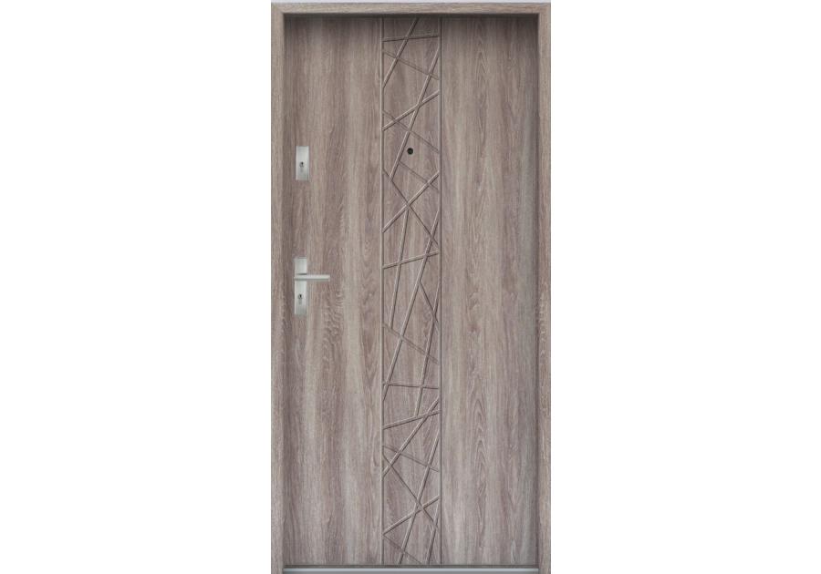 Zdjęcie: Drzwi wejściowe do mieszkań Bastion N-53 Dąb japoński 90 cm prawe ODP KR CENTER