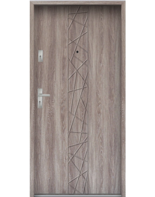 Zdjęcie: Drzwi wejściowe do mieszkań Bastion N-53 Dąb japoński 90 cm prawe ODP KR CENTER