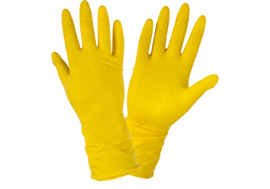 Zdjęcie: Rękawice lateks gospodarcze antyp. żółte, karta, "9", CE, LAHTI PRO