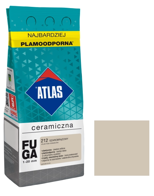 Zdjęcie: Fuga ceramiczna 212 szarobrązowy, alubag, 2 kg ATLAS