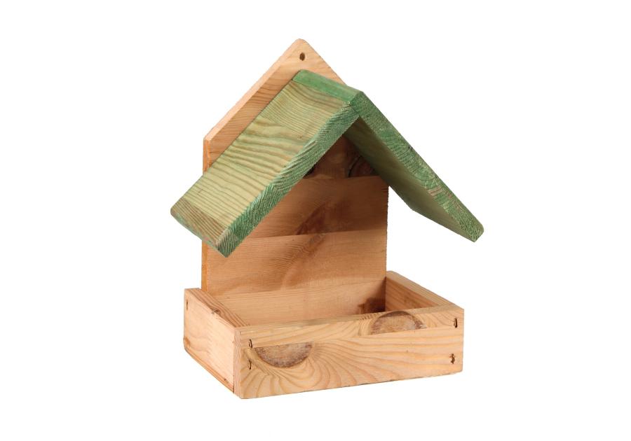 Zdjęcie: Karmnik dla ptaków drewniany z zielonym daszkiem 23x14x26 cm TIN TOURS