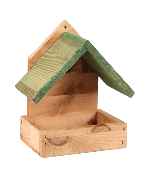 Zdjęcie: Karmnik dla ptaków drewniany z zielonym daszkiem 23x14x26 cm TIN TOURS