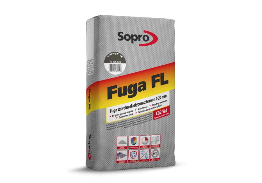 Zdjęcie: Fuga szeroka elastyczna z trasem FL antracyt 25 kg SOPRO