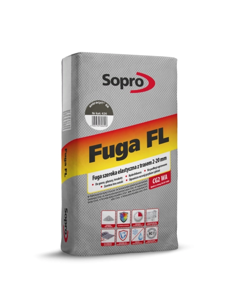 Zdjęcie: Fuga szeroka elastyczna z trasem FL antracyt 25 kg SOPRO