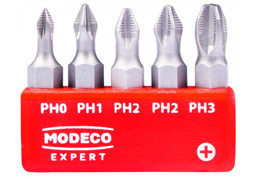 Zdjęcie: Zestaw bitów 25 mm PH0 PH1 PH2 PH3 - blister - 5 elementów MODECO EXPERT