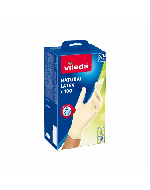 Zdjęcie: Rękawice lateksowe Natural Latex S/M 100 sztuk VILEDA