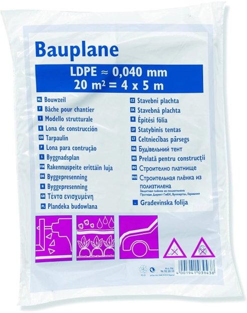 Zdjęcie: Plandeka budowlana 4x5 m - 20 m2 NEUTRALNA