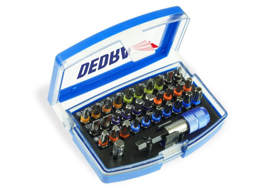 Zdjęcie: Zestaw końcówek wkrętakowych 32 sztuki, pudełko plastikowe DEDRA