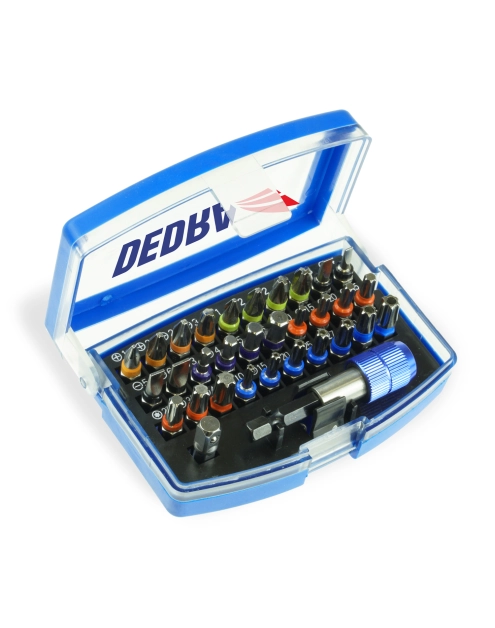 Zdjęcie: Zestaw końcówek wkrętakowych 32 sztuki, pudełko plastikowe DEDRA