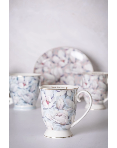 Zdjęcie: Kubek Magnolia błękitna na stopce 320 ml dekoracja Moja kochana ALTOM DESIGN