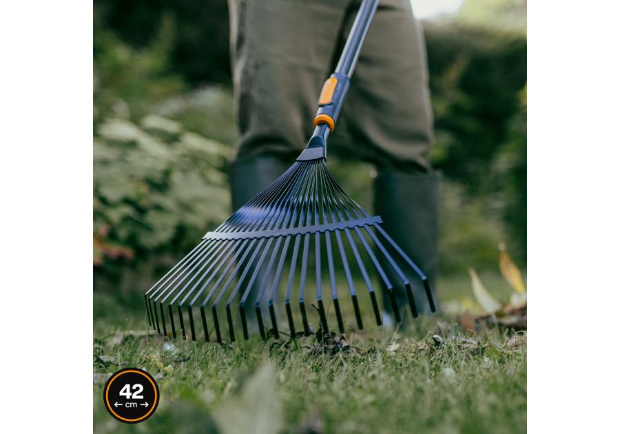 Zdjęcie: Grabie metalowe do liści wachlarzowe, głowica One Click FISKARS