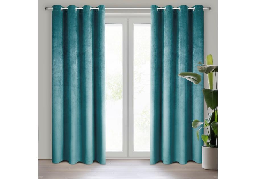 Zdjęcie: Zasłona gotowa Pierre 140x250 cm turkusowy EUROFIRANY