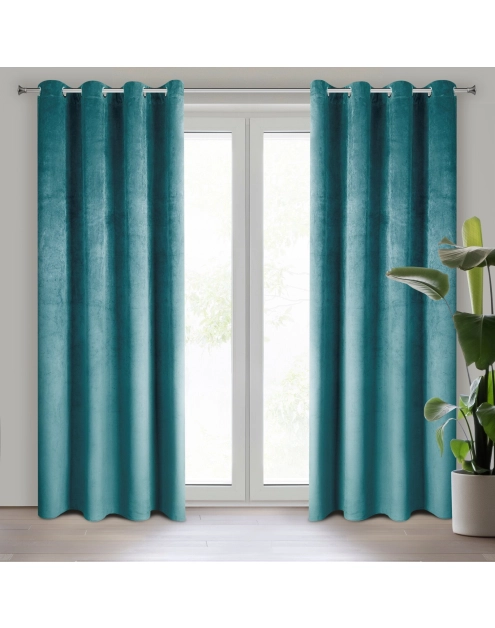 Zdjęcie: Zasłona gotowa Pierre 140x250 cm turkusowy EUROFIRANY
