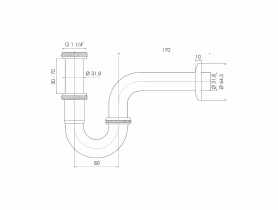 Syfon umywalkowy rurkowy chrom, bez spustu INSTADRAIN