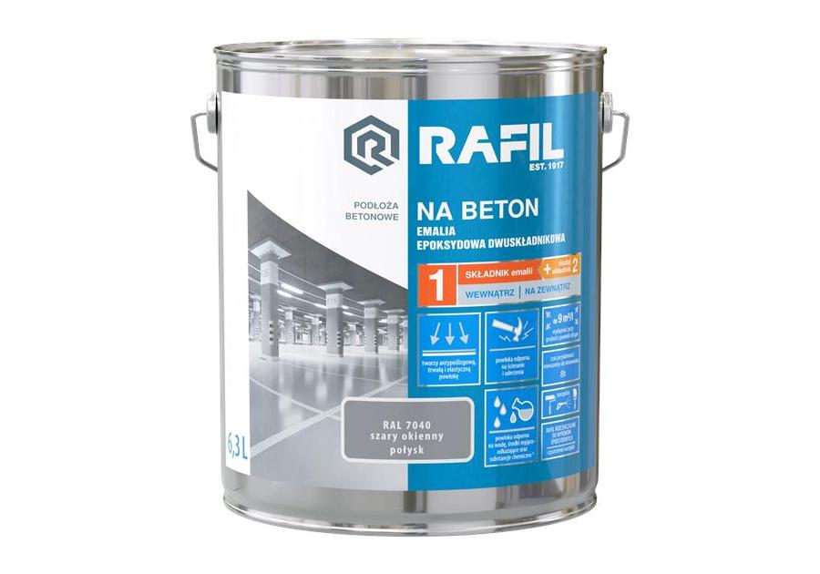 Zdjęcie: Emalia Epoksydowa beton szary RAL7040 6,3 L RAFIL