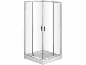 Kabina kwadratowa 90x90, szkło transparentne, polski brodzik o wysokości 16 cm w komplecie LIVENO