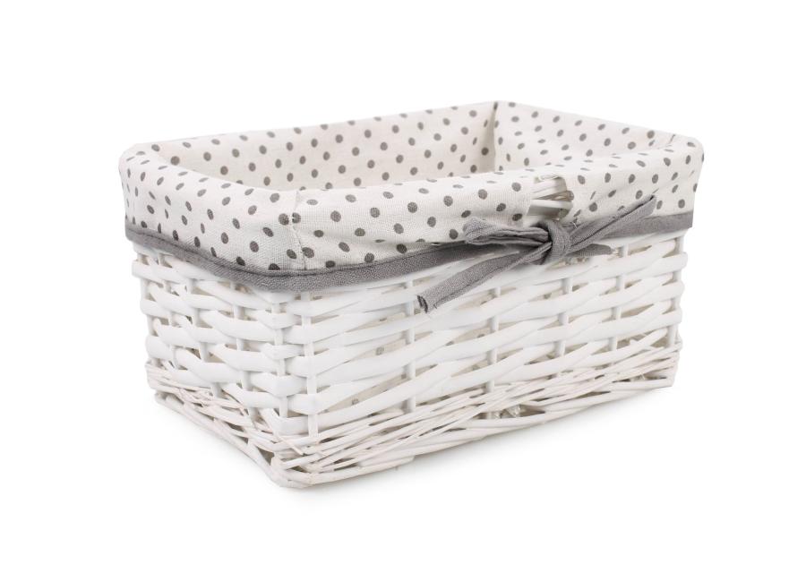 Zdjęcie: Szuflada wiklinowa z materiałem w kropki 29x20x14 cm TIN TOURS
