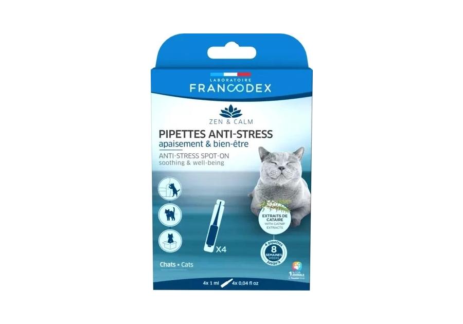 Zdjęcie: Krople antystresowe z kocimiętką dla kotów, 4 x 1 ml FRANCODEX