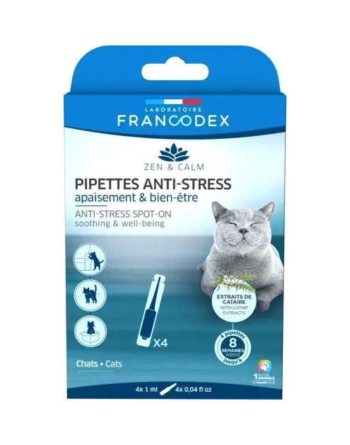 Zdjęcie: Krople antystresowe z kocimiętką dla kotów, 4 x 1 ml FRANCODEX