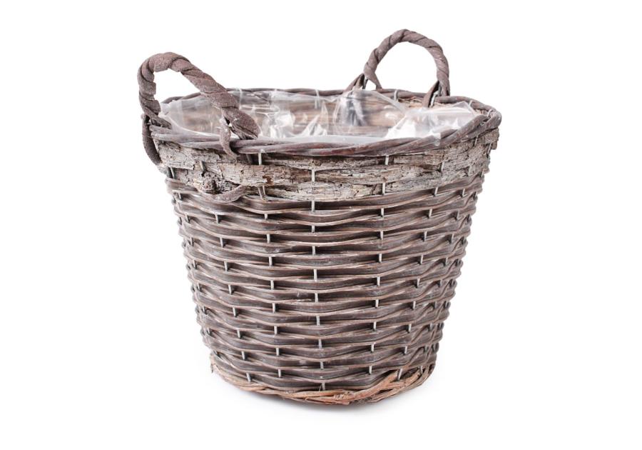 Zdjęcie: Kosz z uchwytami z folią do obsadzania kwiatami 31x24/29 cm duży TIN TOURS