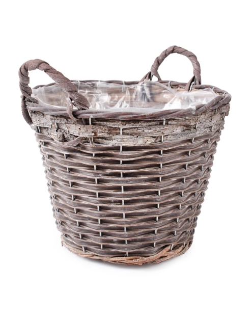 Zdjęcie: Kosz z uchwytami z folią do obsadzania kwiatami 31x24/29 cm duży TIN TOURS