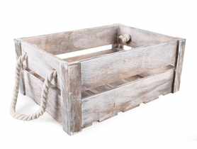 Skrzynka drewniana z uchwytami 36,5x27x15 cm dekoracyjna TIN TOURS