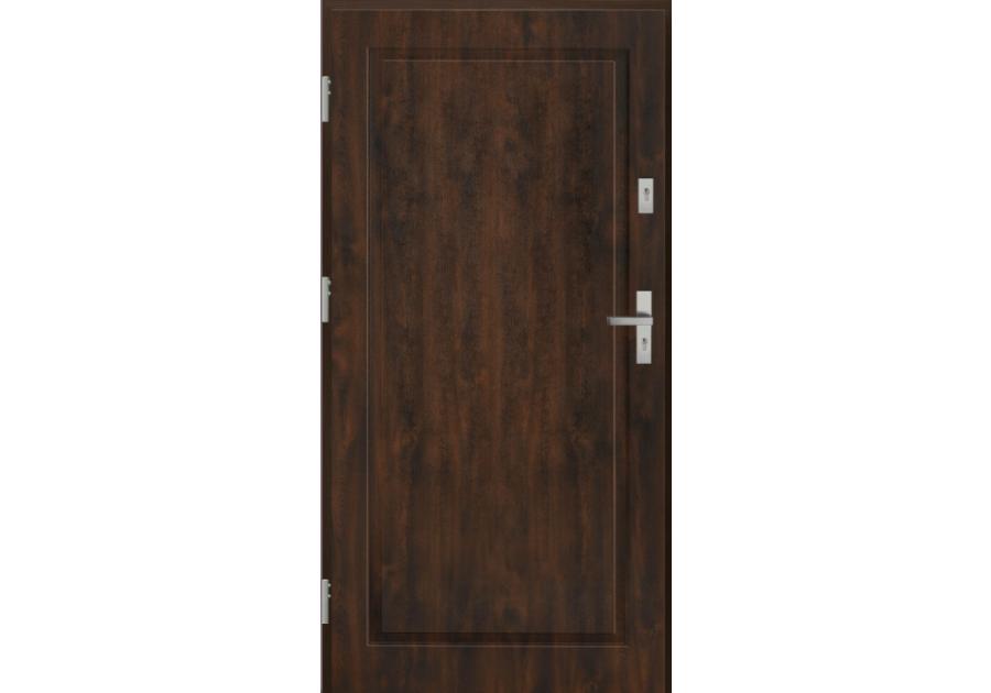Zdjęcie: Drzwi zewnętrzne stalowo-drewniane Disting Mario 01 Orzech 80 cm lewe KR CENTER