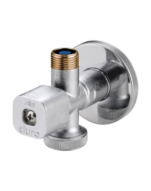 Zdjęcie: Zawór kątowy bis pionowy na zawieszce 1/2"x 3/4"x 3/8" solid DURO